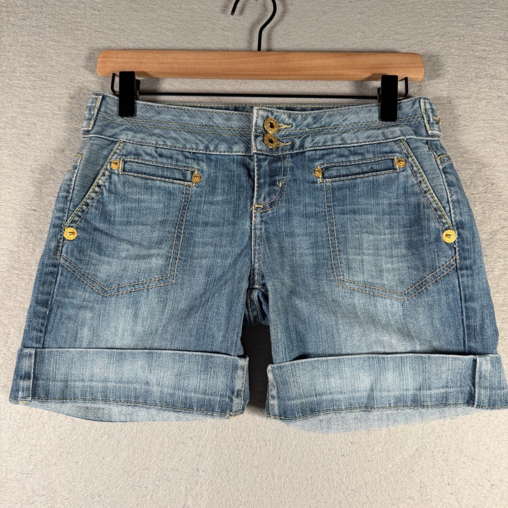 Guess Jeans‎ Womens Blue Light Wash Cuffed Denim Shorts Size 26 V7AA5608